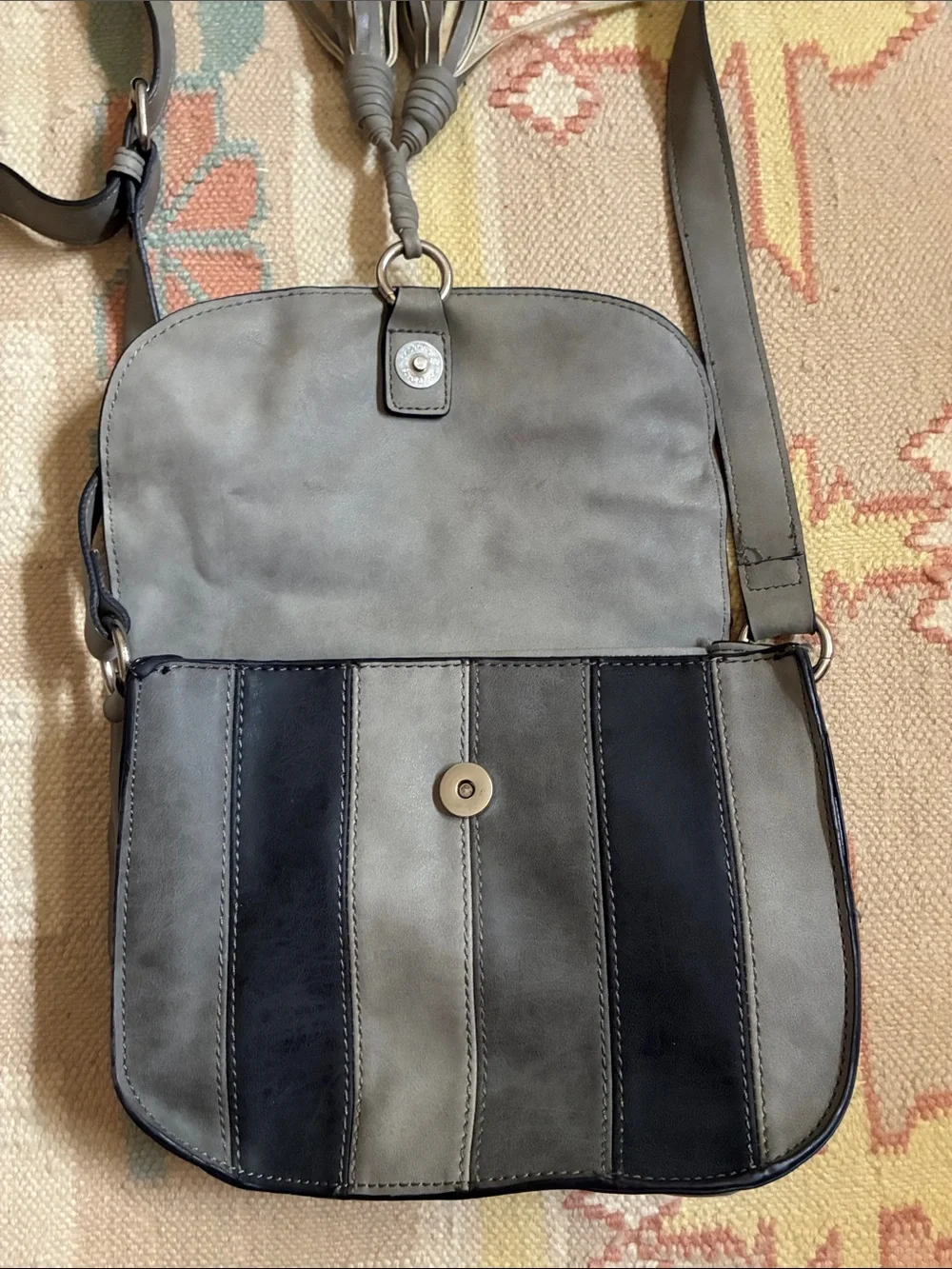 Dolce Vita Gray and Black Tassel Crossbody Bag